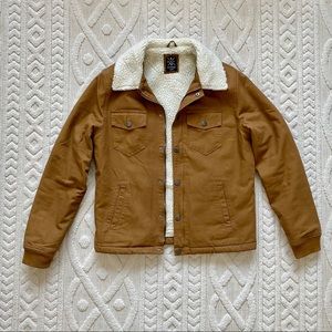 Sherpa Lined Oversized Utility Jacket Brown